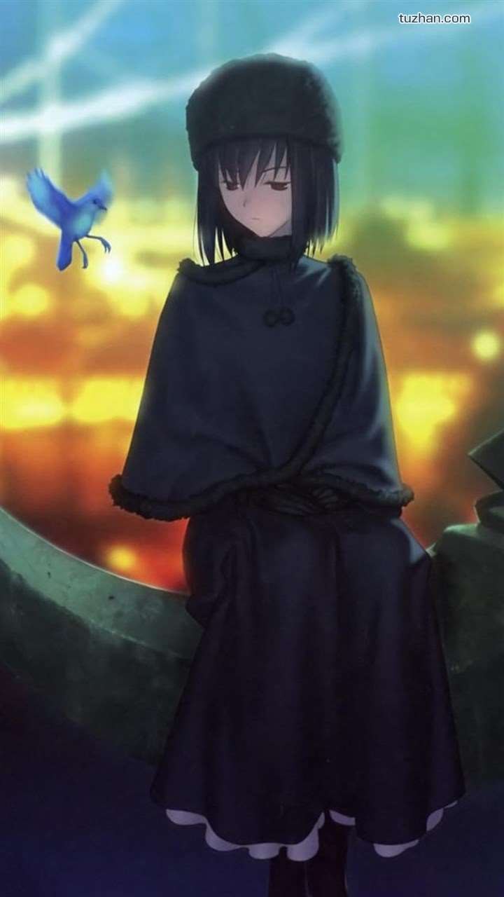 久远寺有珠穿着黑色礼园女学院制服的立绘，黑色短发，表情平静